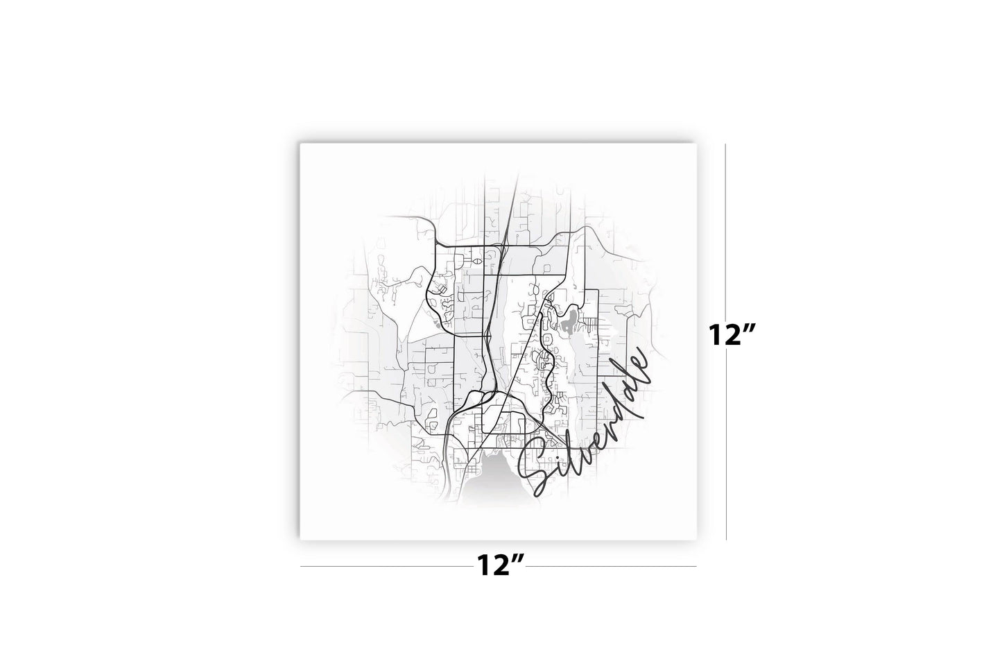 Minimalistic B&W Washington Silverdale Circle Map | Wood Sign | Eaches | Min 2