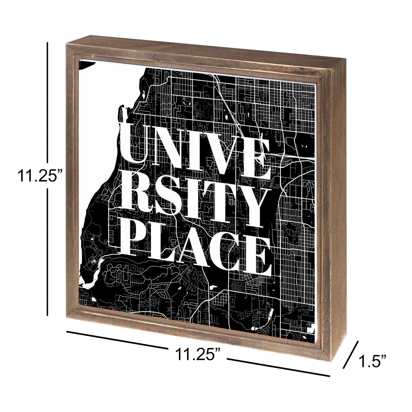 Minimalistic B&W Washington University Place Map | Wood Sign | Eaches | Min 1