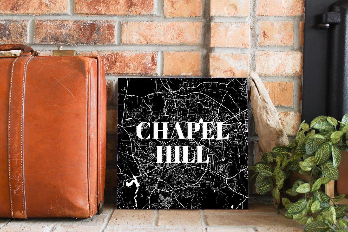 Minimalistic B&W North Carolina Chapel Hill Map | Wood Sign | Eaches | Min 2