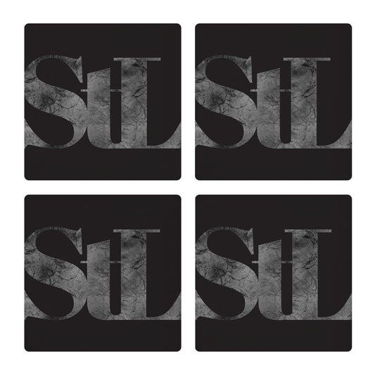 Minimalist B&W Missouri St Louis Black Initials | Absorbent Coasters | Set of 4 | Min 2