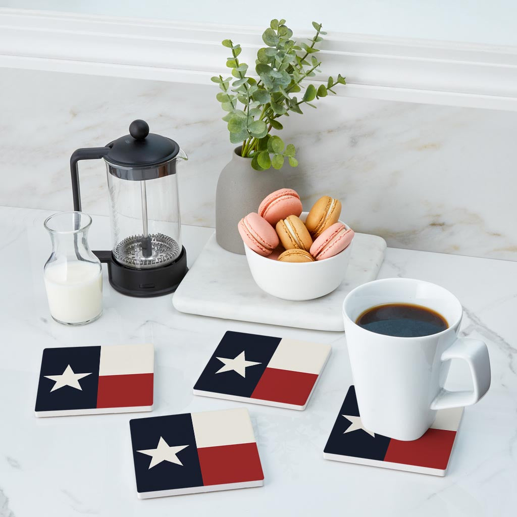 Modern Minimalist Texas Colors Flag | Absorbent Coasters | Set of 4 | Min 2