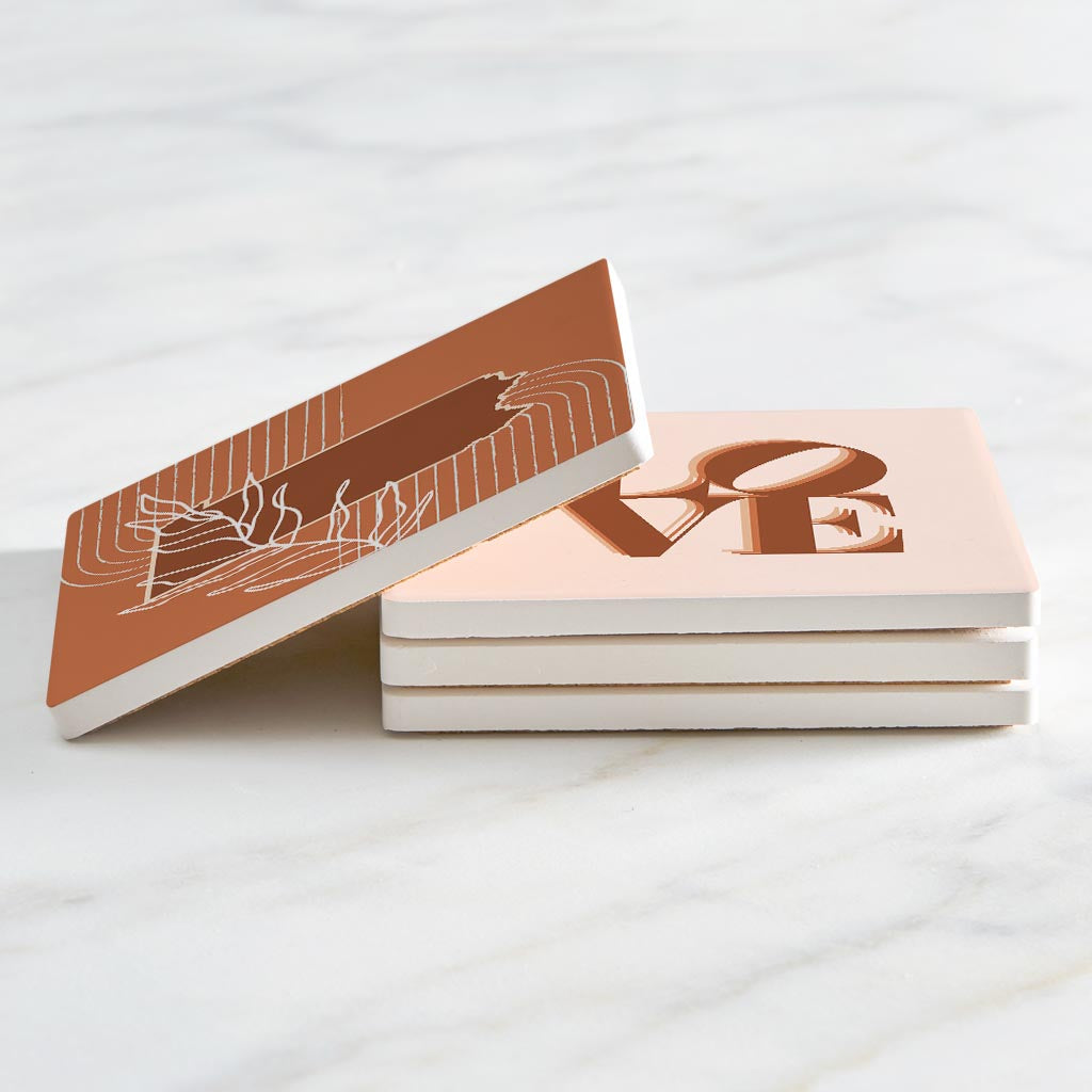 Modern Minimalist Pennsylvania State Love | Absorbent Coasters | Set of 4 | Min 2