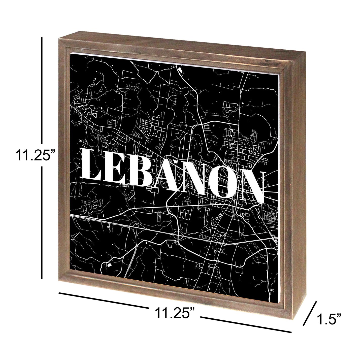 Minimalist B&W Tennessee Lebanon Map | Wood Sign | Eaches | Min 1