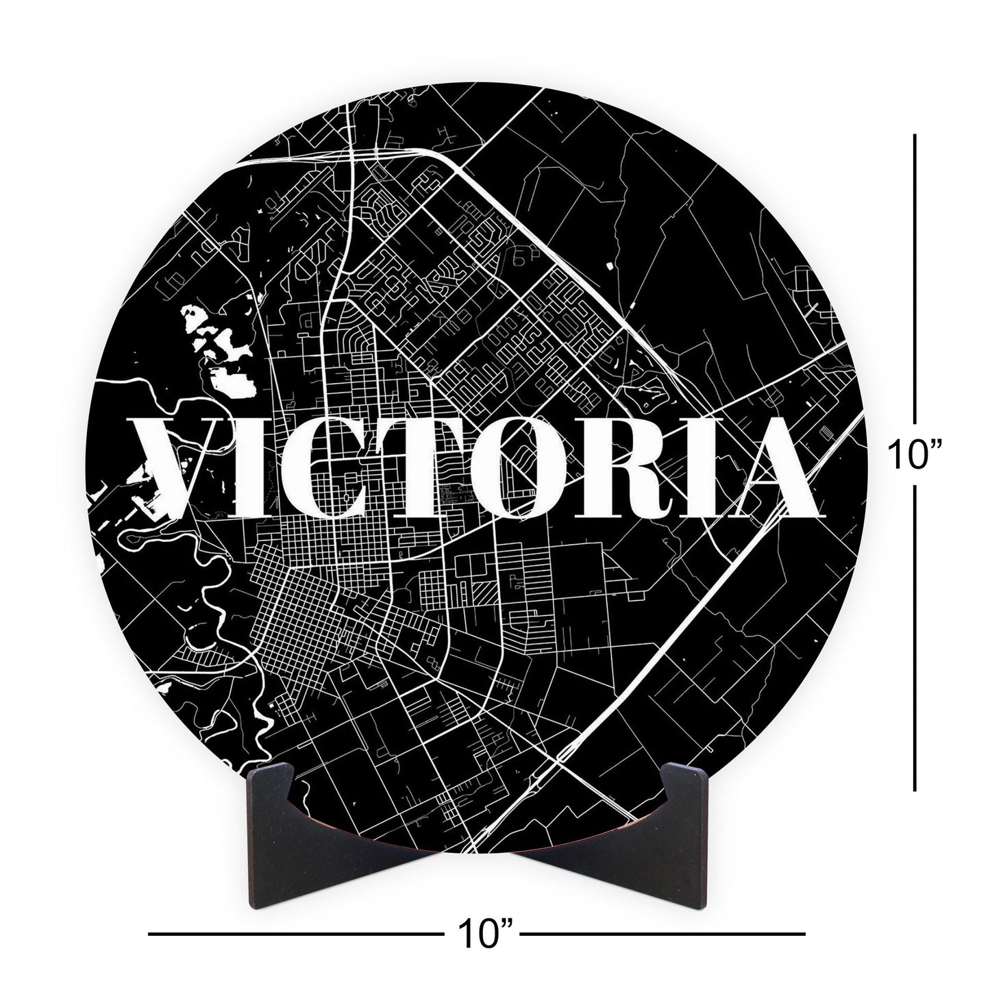 Minimalistic B&W Texas Victoria Map | Wood Sign | Eaches | Min 1