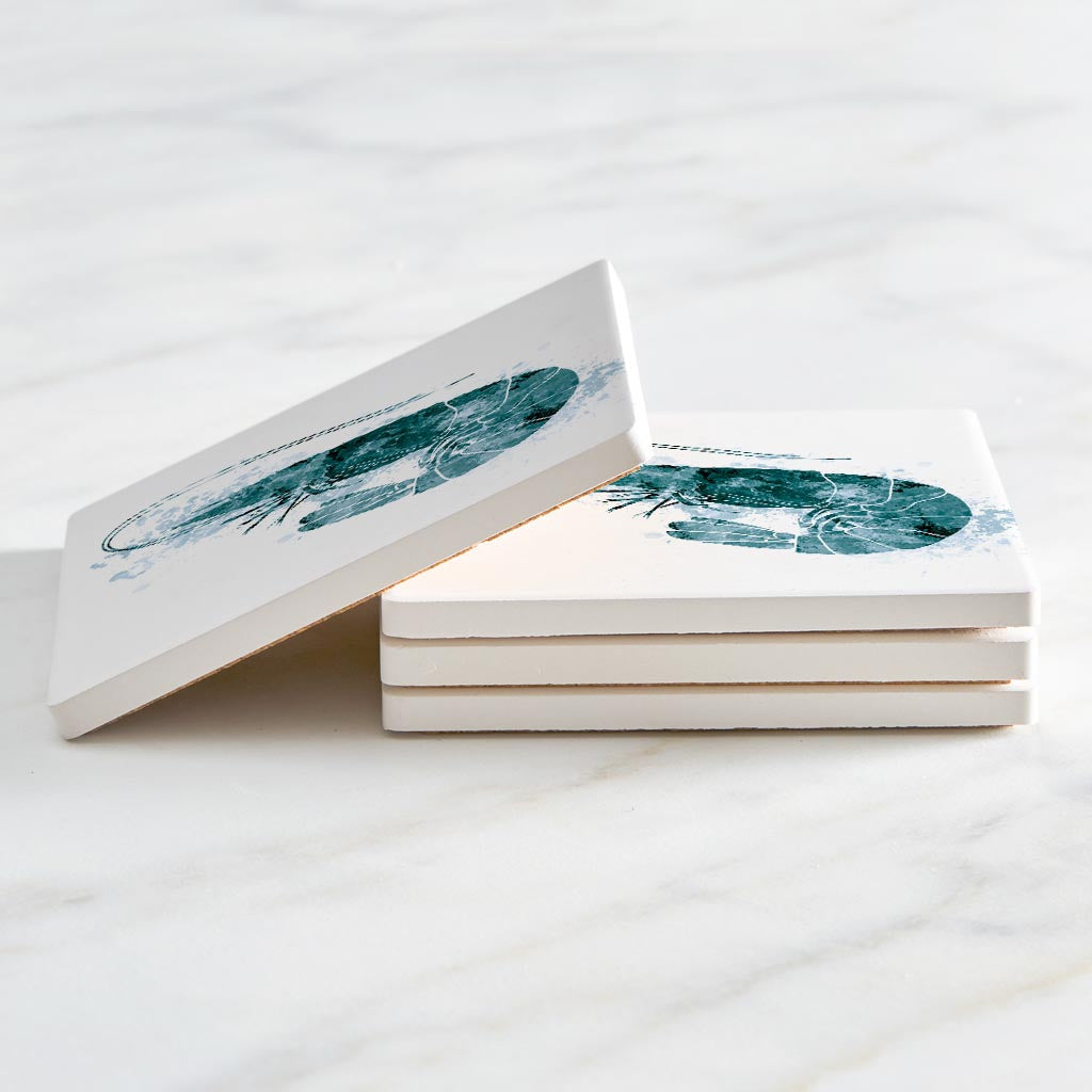 Blue White Water Color Shrimp| Absorbent Coasters | Set of 4 | Min 2