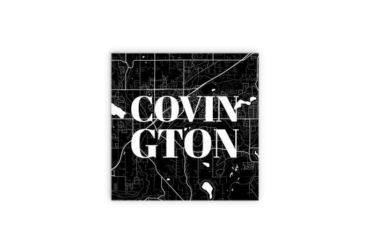 Minimalistic B&W Washington Covington Map | Wood Sign | Eaches | Min 2