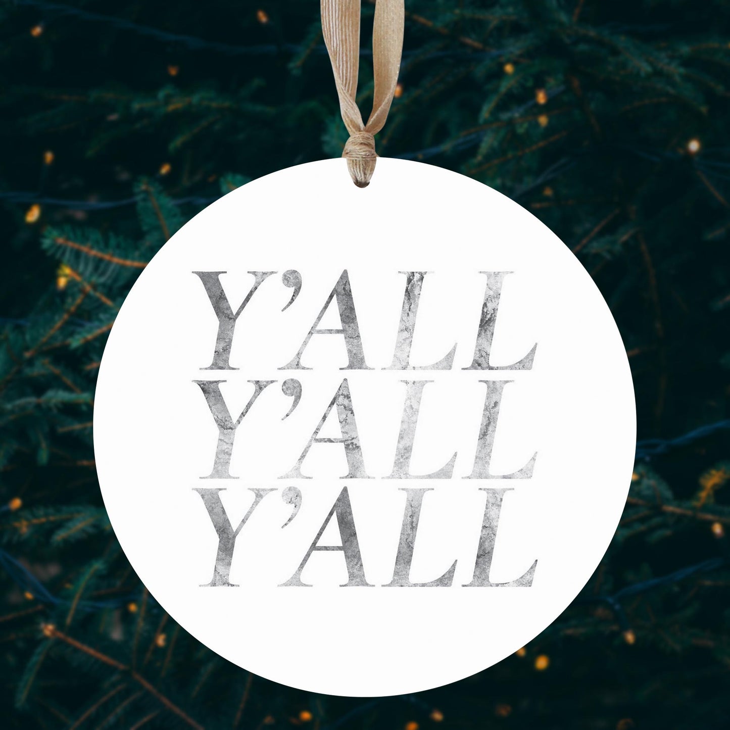 Minimalistic B&W Texas Textured Yall | Wood Ornament | Eaches | Min 1