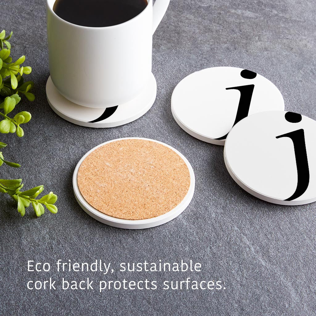 Minimalist Monogram J Circle | Absorbent Coasters | Set of 4 | Min 2