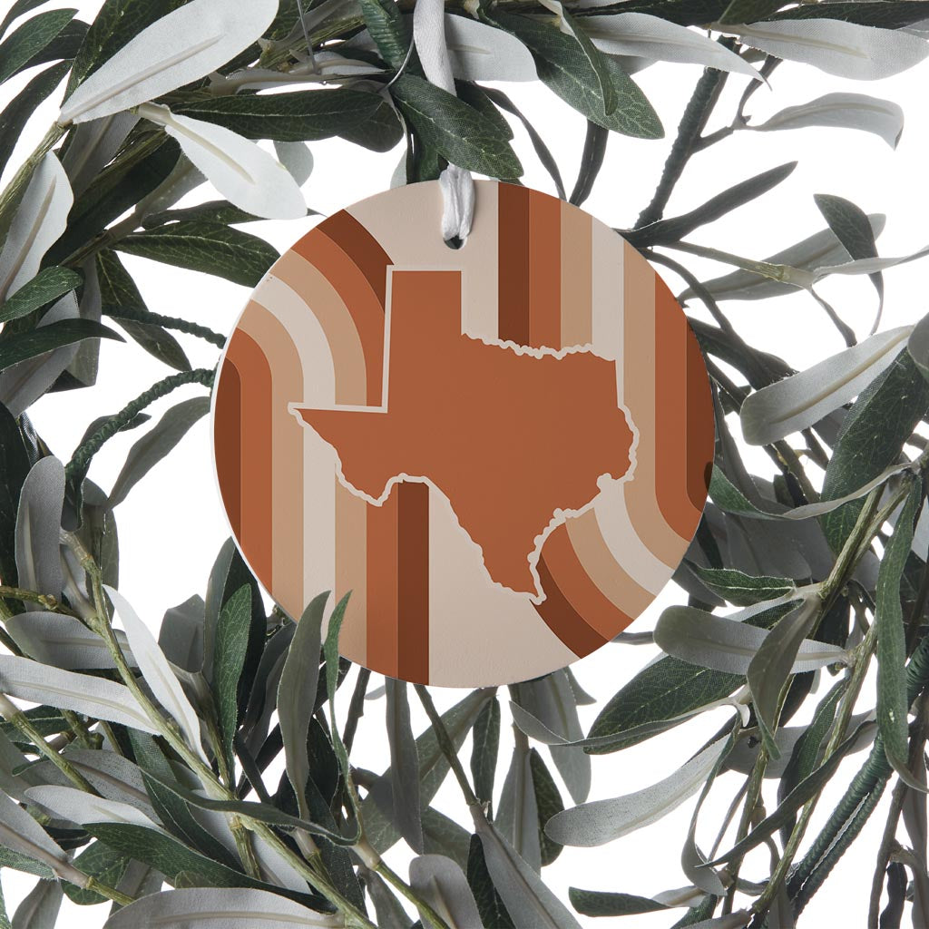 Modern Minimalist Texas State Shape Retro Lines| Wood Ornament | Eaches | Min 6