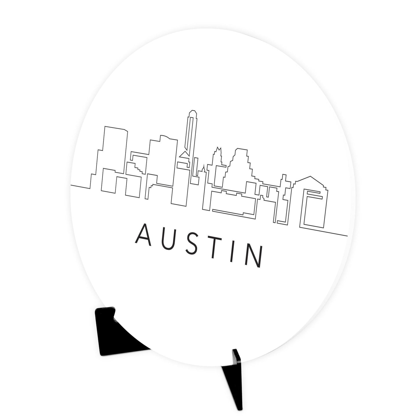 Minimalist B&W Texas Austin Skyline | Wood Sign | Eaches | Min 1