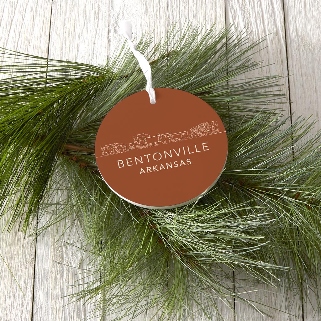 Modern Minimalist Arkansas Bentonville Skyline State | Wood Ornament | Eaches | Min 6