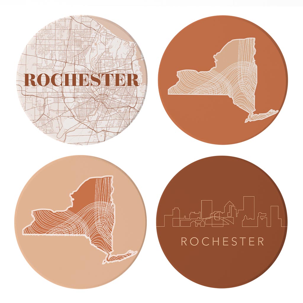 Modern Minimalist New York Rochester State | Absorbent Coasters | Set of 4 | Min 2