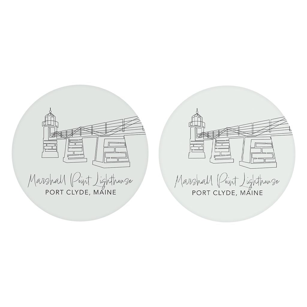 Marshall Point Lighthouse Muted Coastal| Absorbent Car Coasters | Set of 2 | Min 4