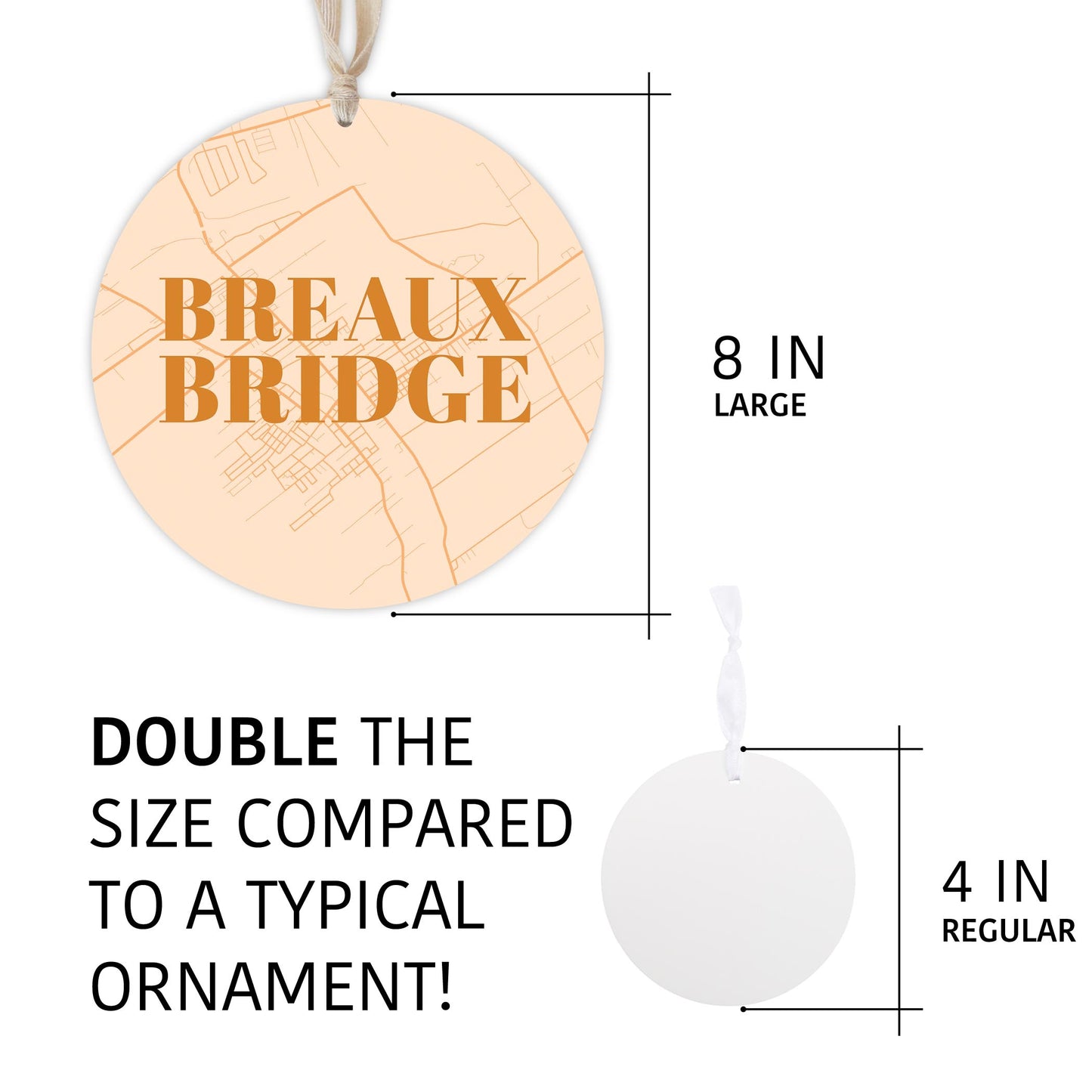 Modern Minimalist Louisiana Breaux Bridge Map | Wood Ornament | Eaches | Min 1