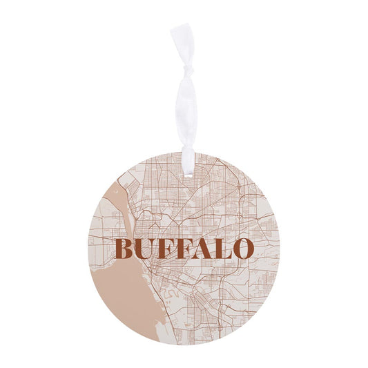 Modern Minimalist New York Buffalo Map| Wood Ornament | Eaches | Min 6