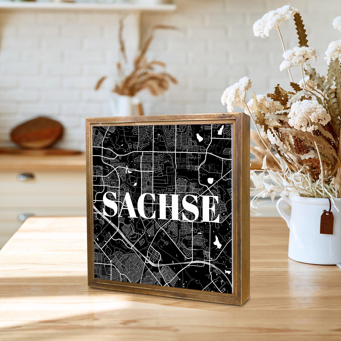 Minimalistic B&W Texas Sachse Map | Wood Sign | Eaches | Min 1