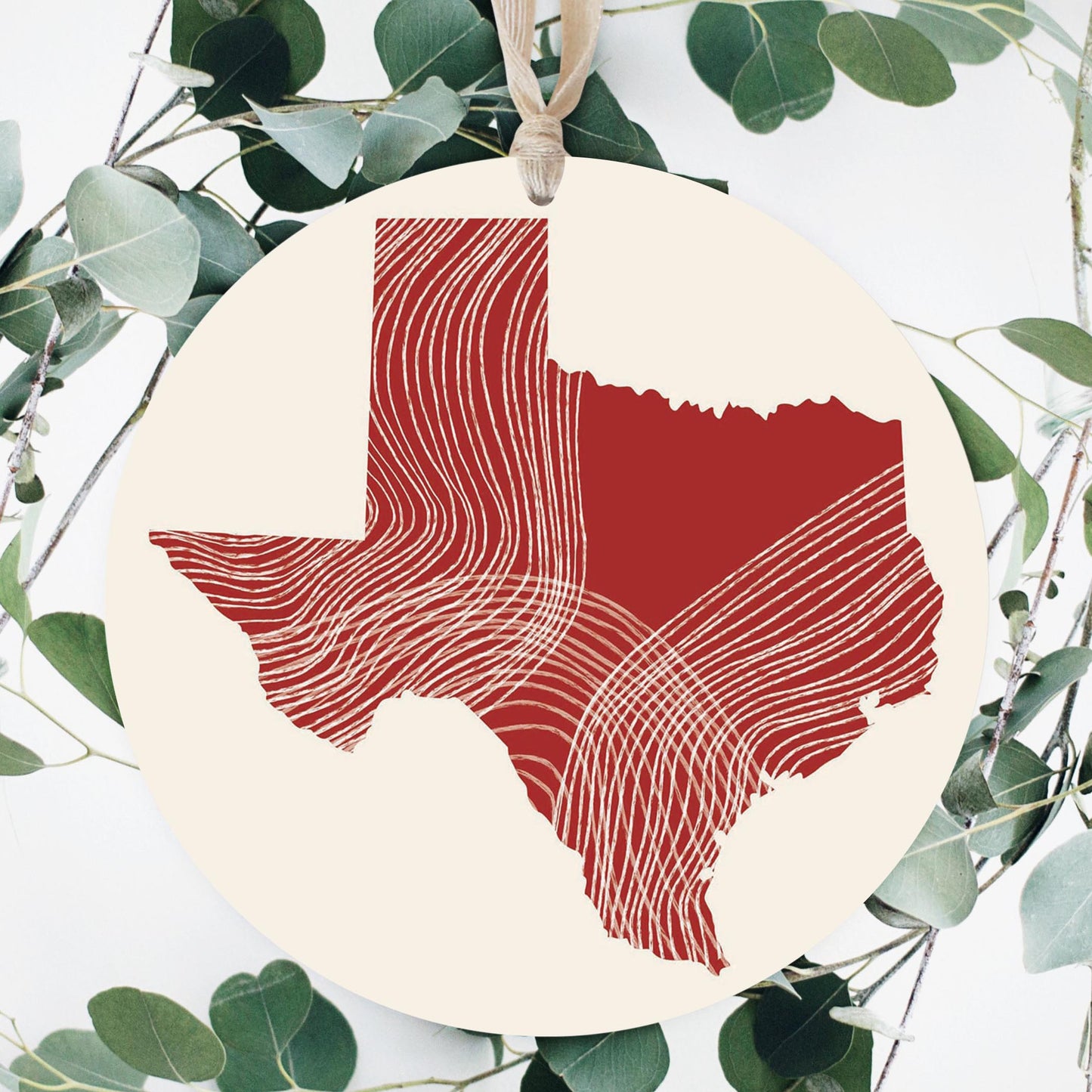 Modern Minimalist Texas Fluid Line State Shape | Wood Ornament | Eaches | Min 1