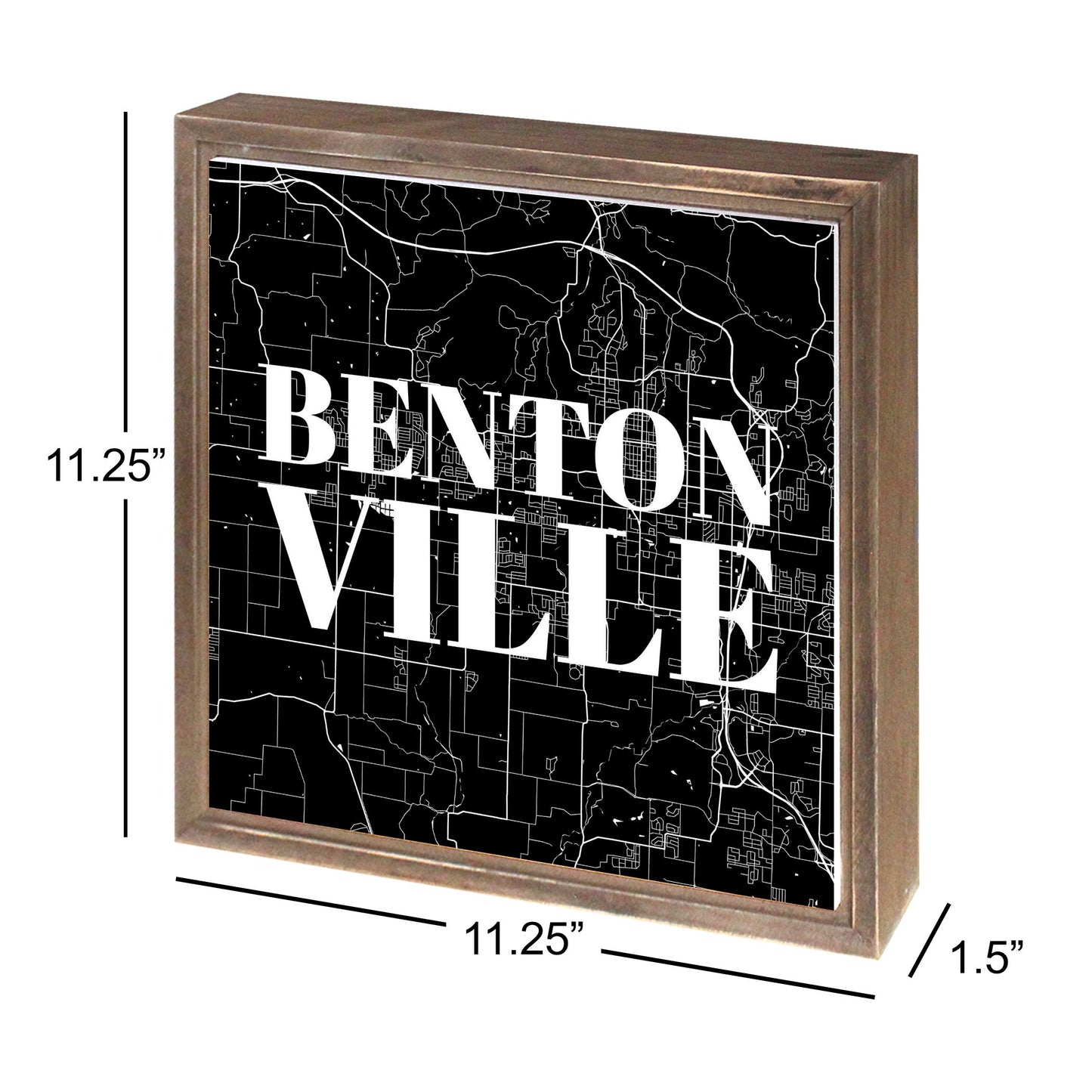 Minimalist B&W Arkansas Bentonville Map | Wood Sign | Eaches | Min 1