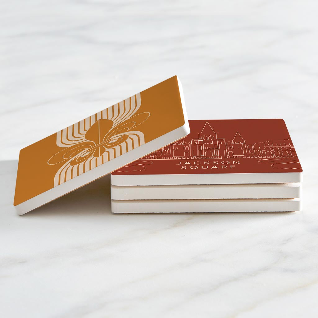 Modern Minimalist Louisiana Set | Absorbent Coasters | Set of 4 | Min 2