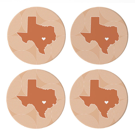 Modern Minimalist Texas Austin Heart | Absorbent Coasters | Set of 4 | Min 2