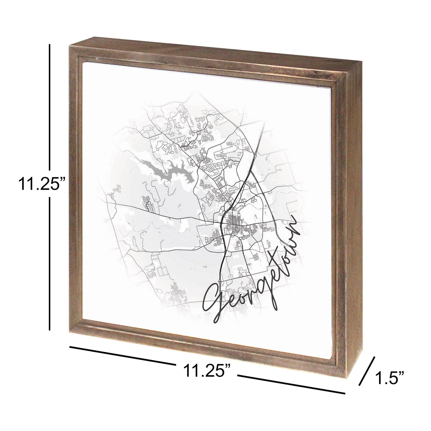 Minimalistic B&W Texas Georgetown Circle Map | Wood Sign | Eaches | Min 1