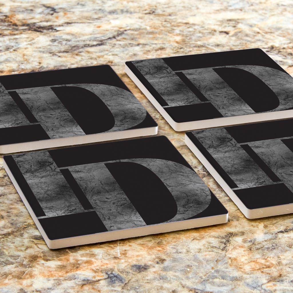 Minimalist B&W Idaho Black Initials | Absorbent Coasters | Set of 4 | Min 2