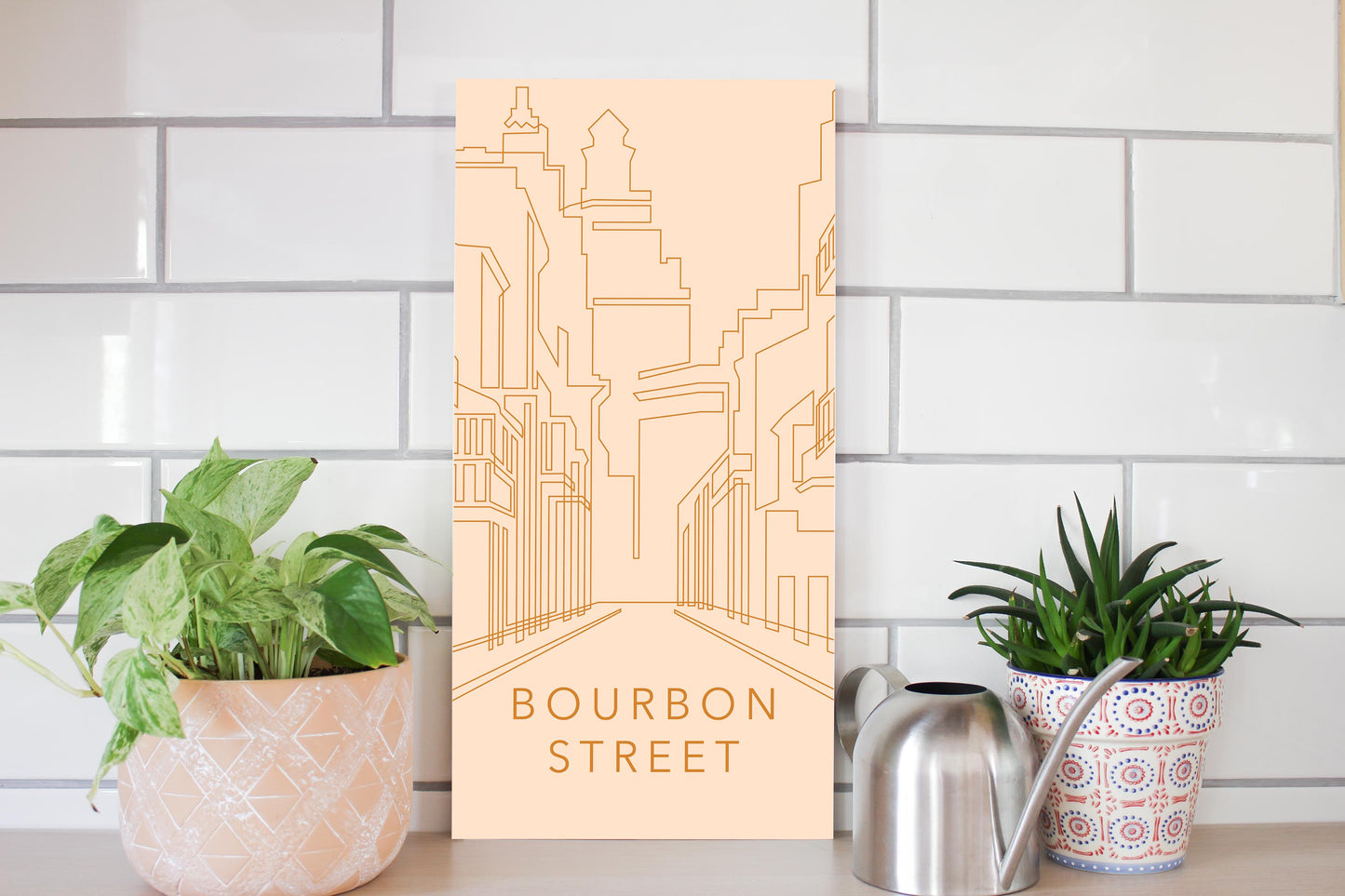 Modern Minimalist Louisiana Bourbon Street Line Drawing | Wood Sign | Eaches | Min 2