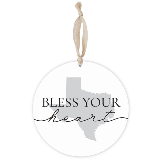 Minimalistic B&W Texas Bless Your Heart | Wood Ornament | Eaches | Min 1