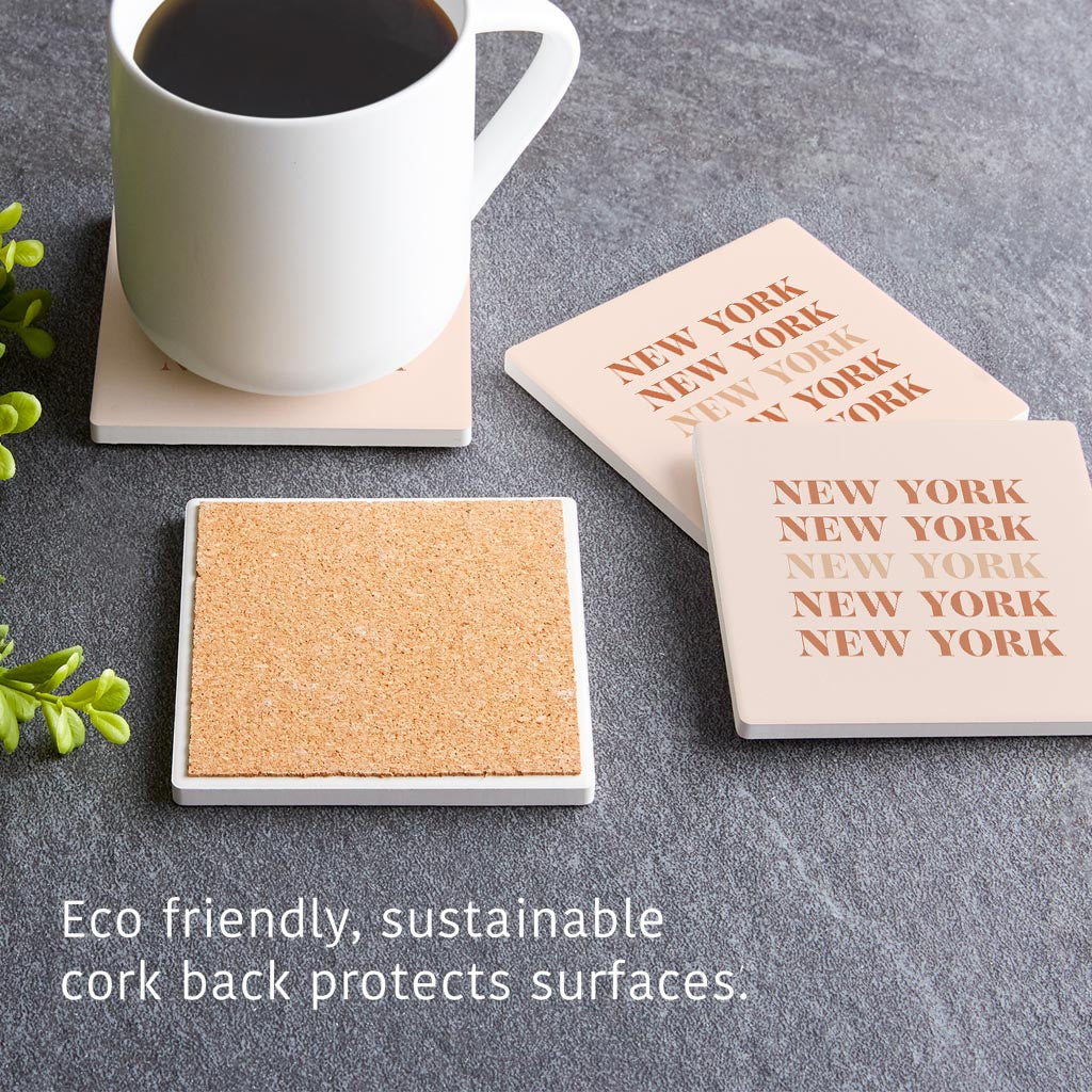 Modern Minimalist New York Repeated Light | Absorbent Coasters | Set of 4 | Min 2