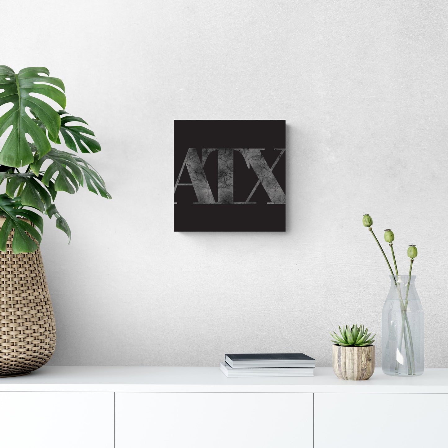 Minimalistic B&W Texas Austin Black Initials | Wood Sign | Eaches | Min 2