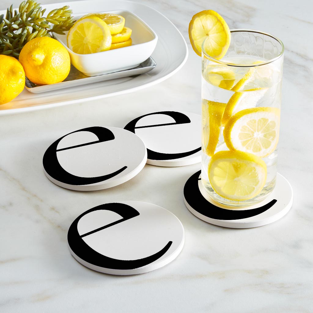 Minimalist Monogram E Circle | Absorbent Coasters | Set of 4 | Min 2