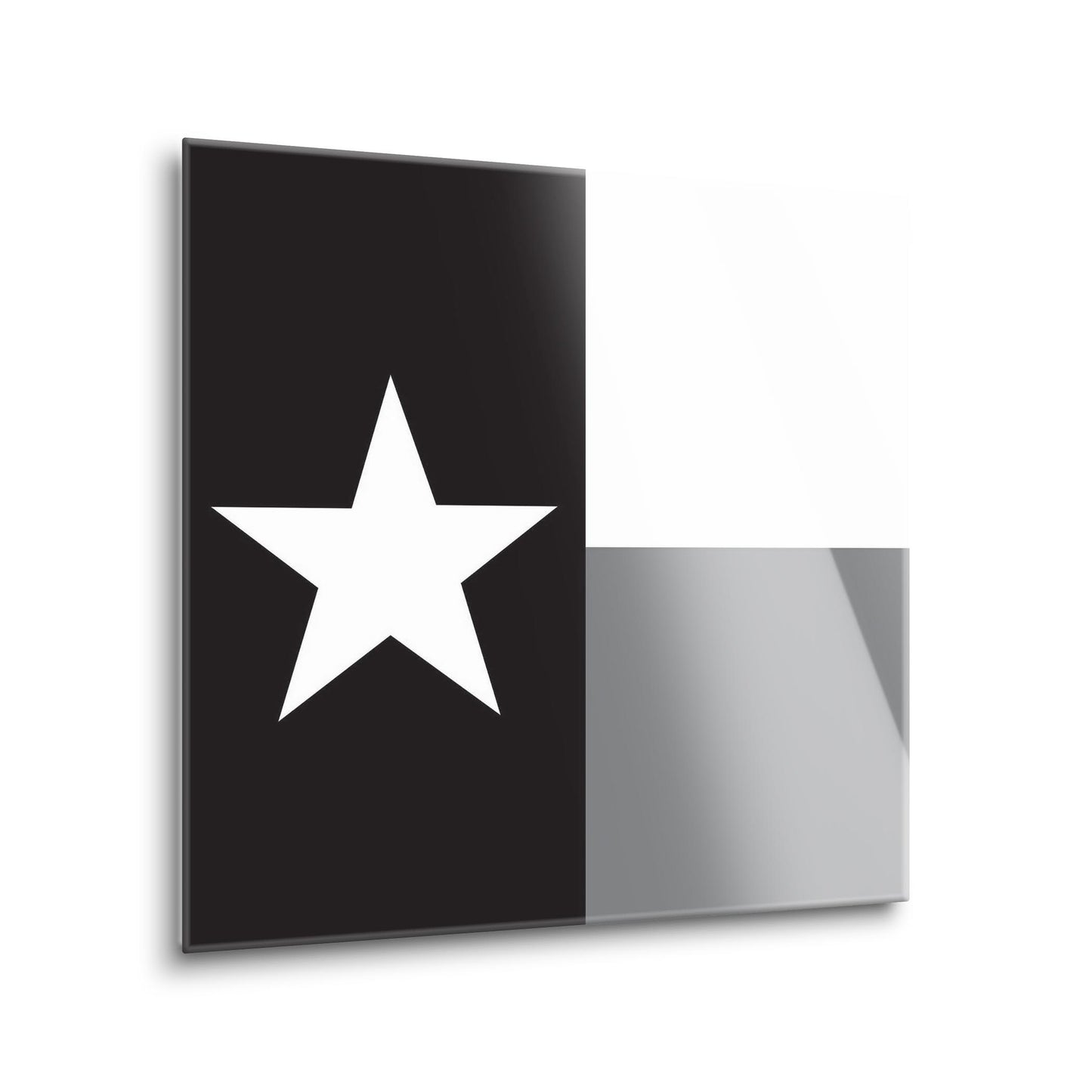 Minimalistic B&W Texas State Flag | Hi-Def Glass Art | Eaches | Min 1