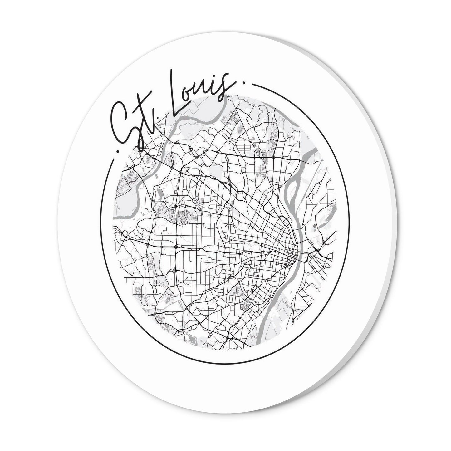 Minimalist B&W Missouri St Louis Circle Map | Wood Sign | Eaches | Min 1