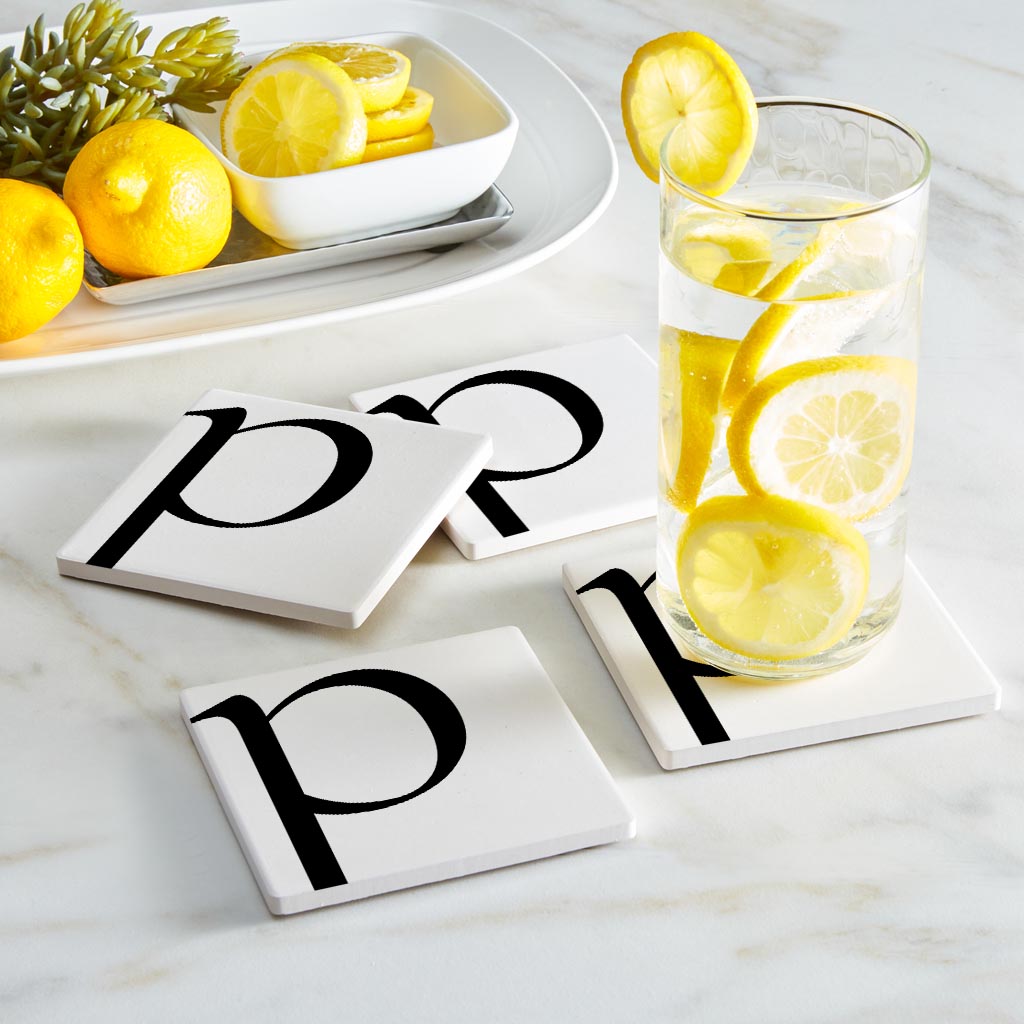 Minimal Monogram P| Absorbent Coasters | Set of 4 | Min 2