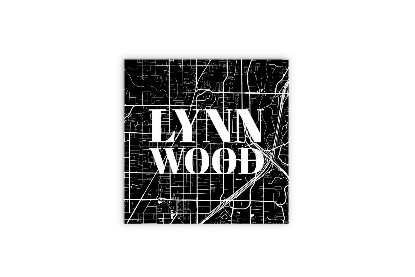 Minimalistic B&W Washington Lynnwood Map | Wood Sign | Eaches | Min 2