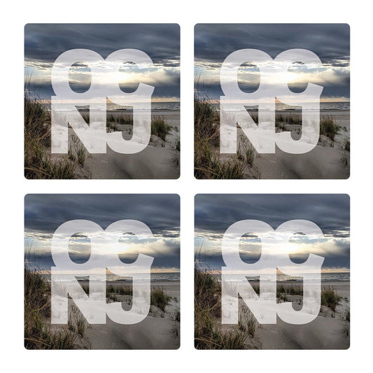 OCNJ Photo With Text | Absorbent Coasters | Set of 4 | Min 2