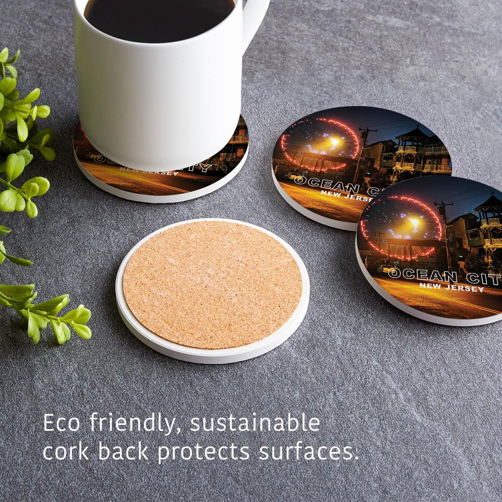 OCNJ Photo With Text | Absorbent Coasters | Set of 4 | Min 2