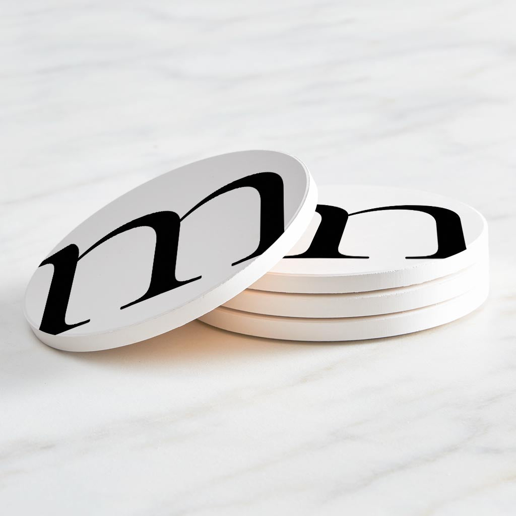 Minimalist Monogram M Circle | Absorbent Coasters | Set of 4 | Min 2