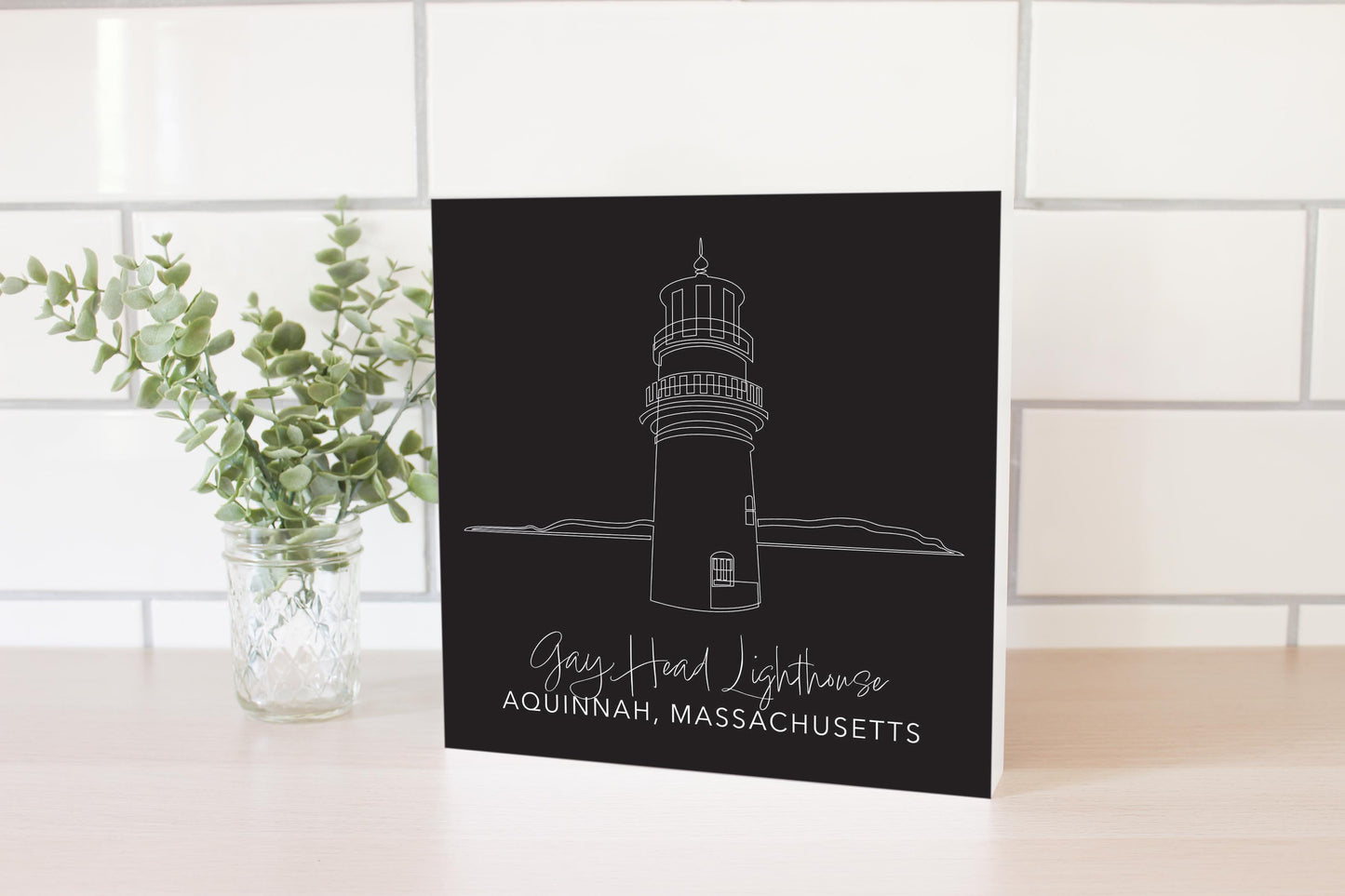 Black Gay Head Lighthouse | Wood Block | Eaches | Min 2