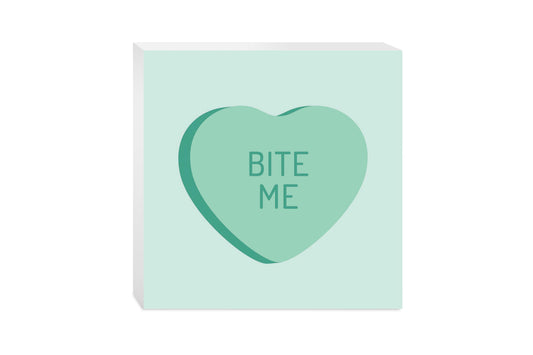 Funny Message Hearts Bite Me | Wood Block | Eaches | Min 2