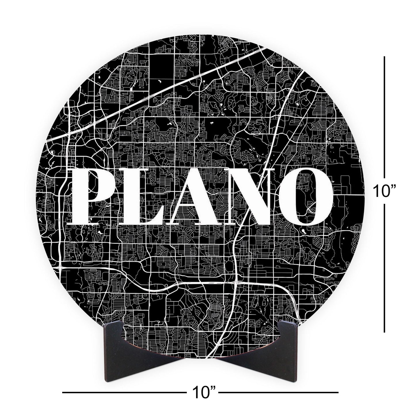 Minimalistic B&W Texas Plano Map | Wood Sign | Eaches | Min 1