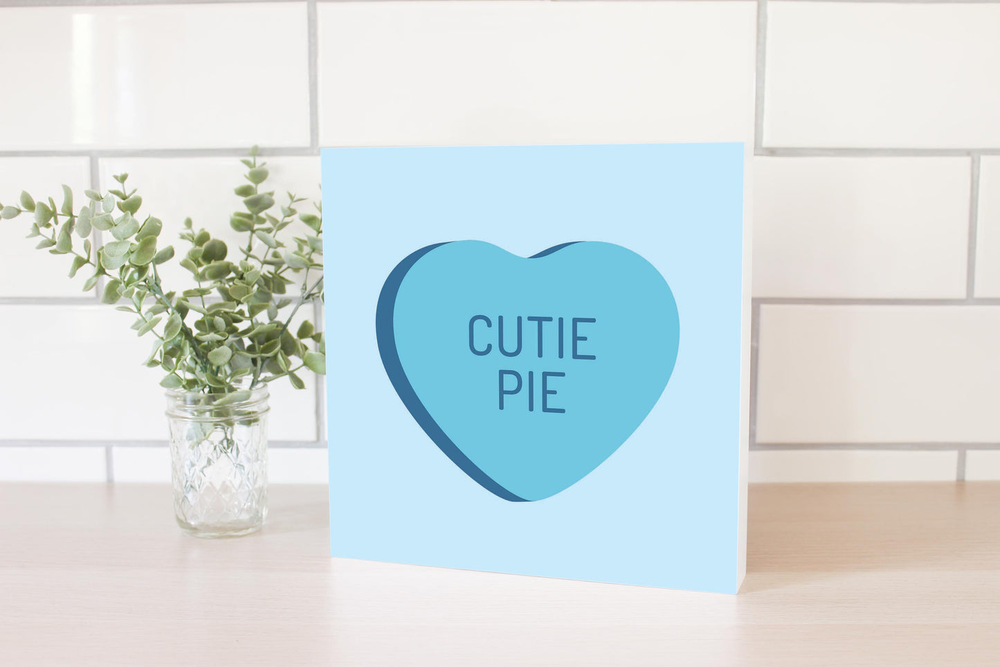 Message Hearts Cutie Pie | Wood Block | Eaches | Min 2