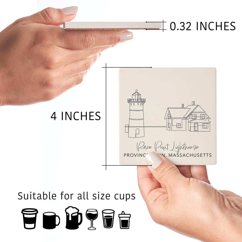 Race Point Lighthouse | Absorbent Coasters | Set of 4 | Min 2