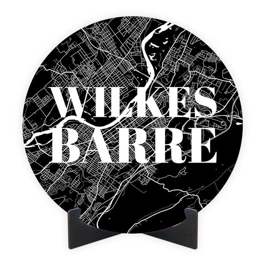 Minimalistic B&W Pennsylvania Wilkes Barre Map | Wood Sign | Eaches | Min 1