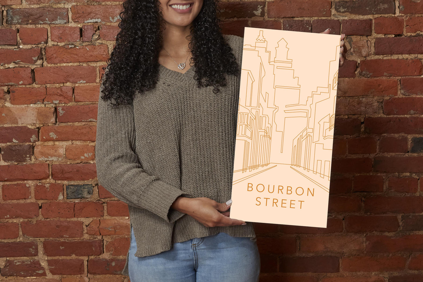 Modern Minimalist Louisiana Bourbon Street Line Drawing | Wood Sign | Eaches | Min 2