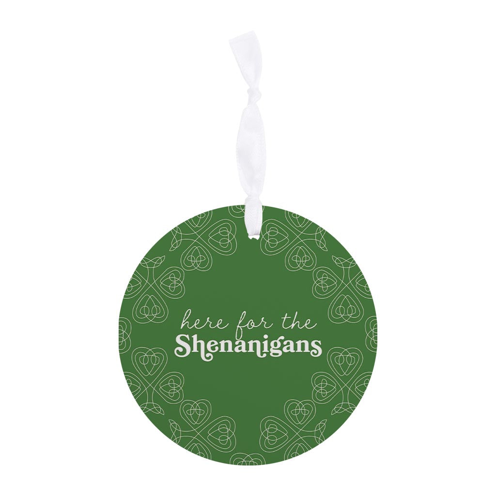 Dark Green Shamrock Here For The Shenanigans | Wood Ornament | Eaches | Min 6