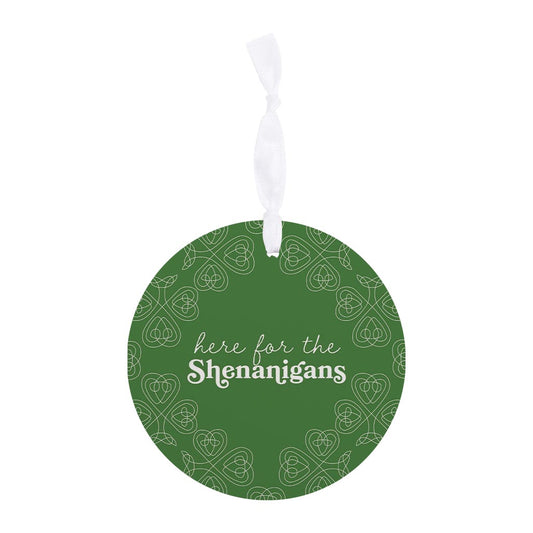 Dark Green Shamrock Here For The Shenanigans | Wood Ornament | Eaches | Min 6