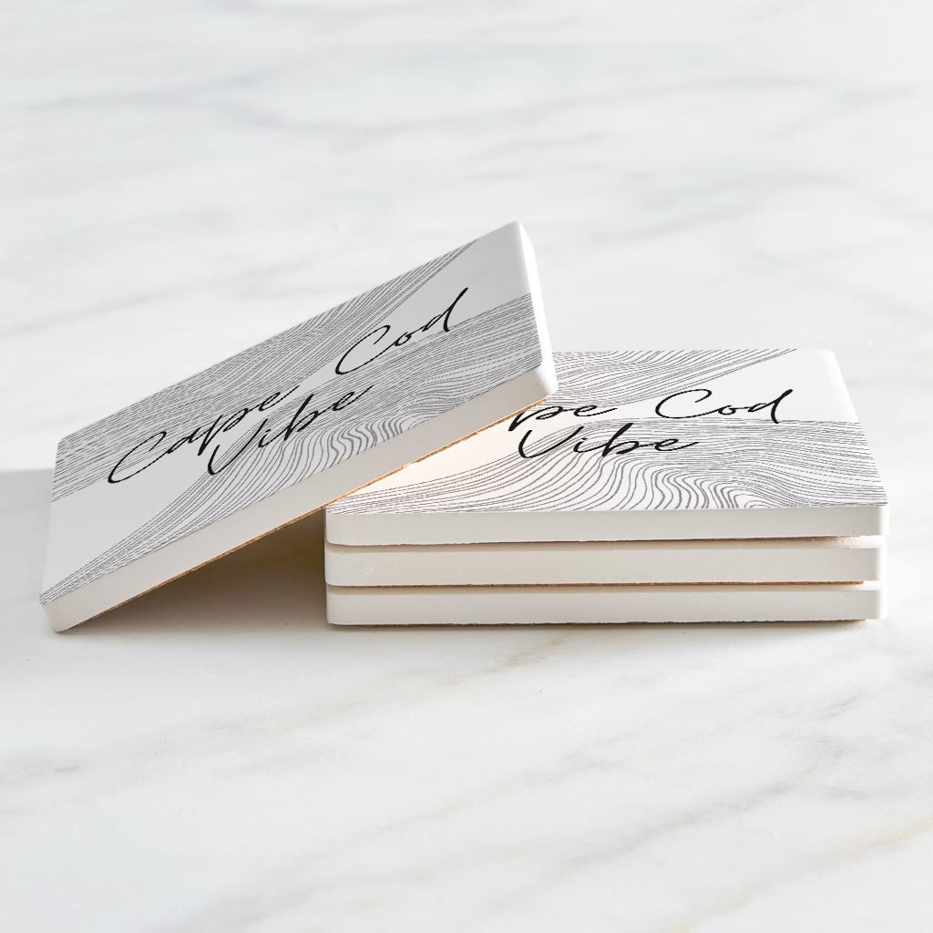 Minimalistic B&W Cape Cod Vibe | Absorbent Coasters | Set of 4 | Min 2