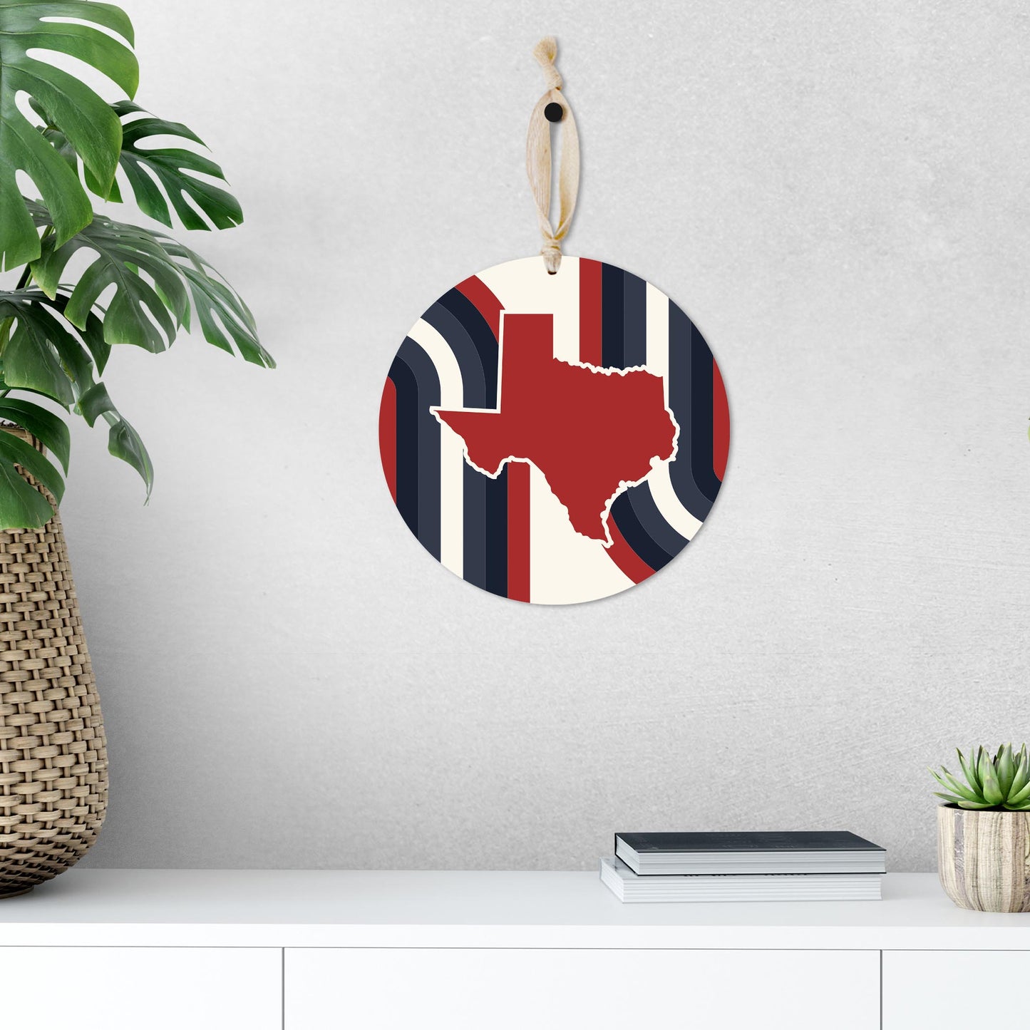 Modern Minimalist Texas Colors Retro Shape | Wood Ornament | Eaches | Min 1