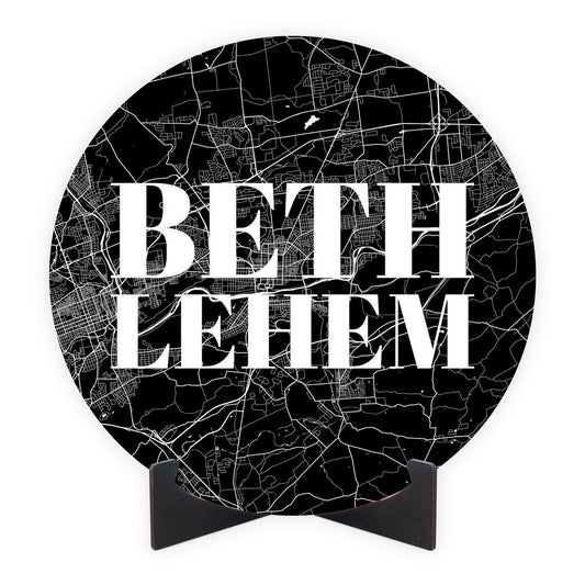 Minimalistic B&W Pennsylvania Bethlehem Map | Wood Sign | Eaches | Min 1